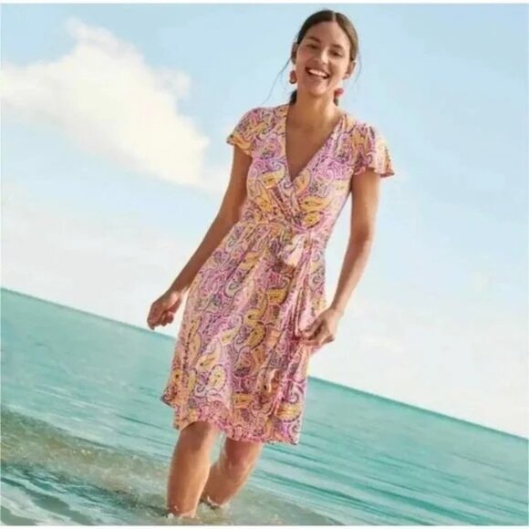 Boden Dresses & Skirts - 🆕 BODEN Evangeline V-Neck Belted Paisley Print Jersey Dress 4